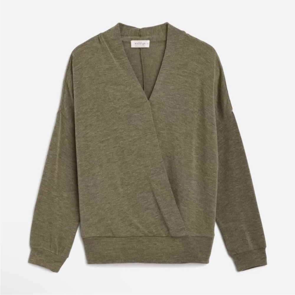 Kaileigh Chania Surplice Knit Top, Olive, NWT